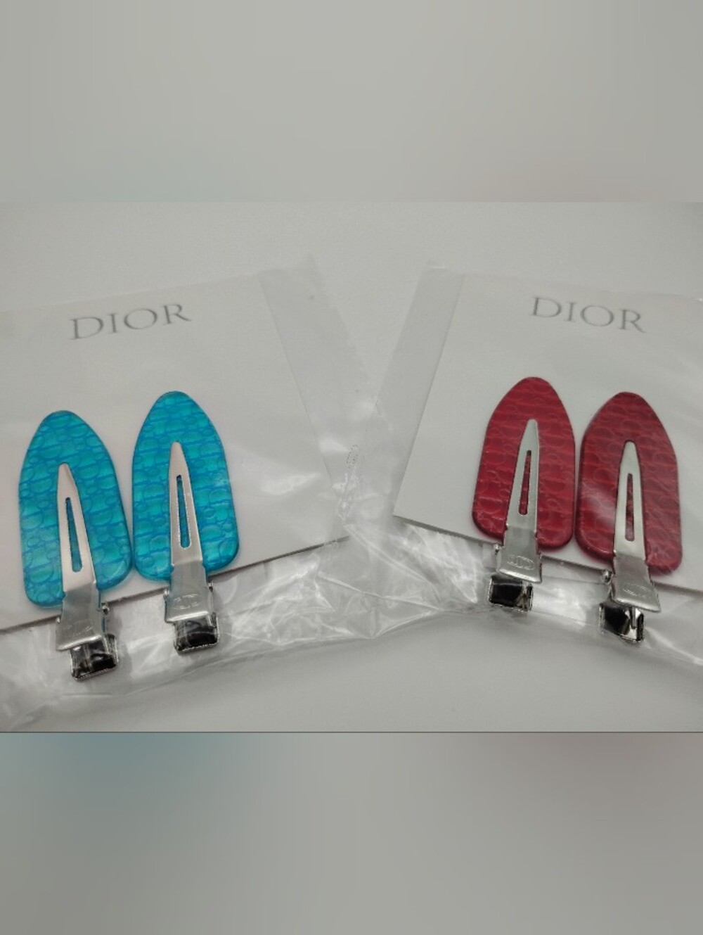 Dior Blue and Red Textured Hair Clips BRAND NEW -AUTHENTIC - Picture 2 of 10